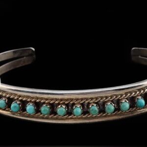 Sterling silver and turquoise Zuni bracelet small wrist